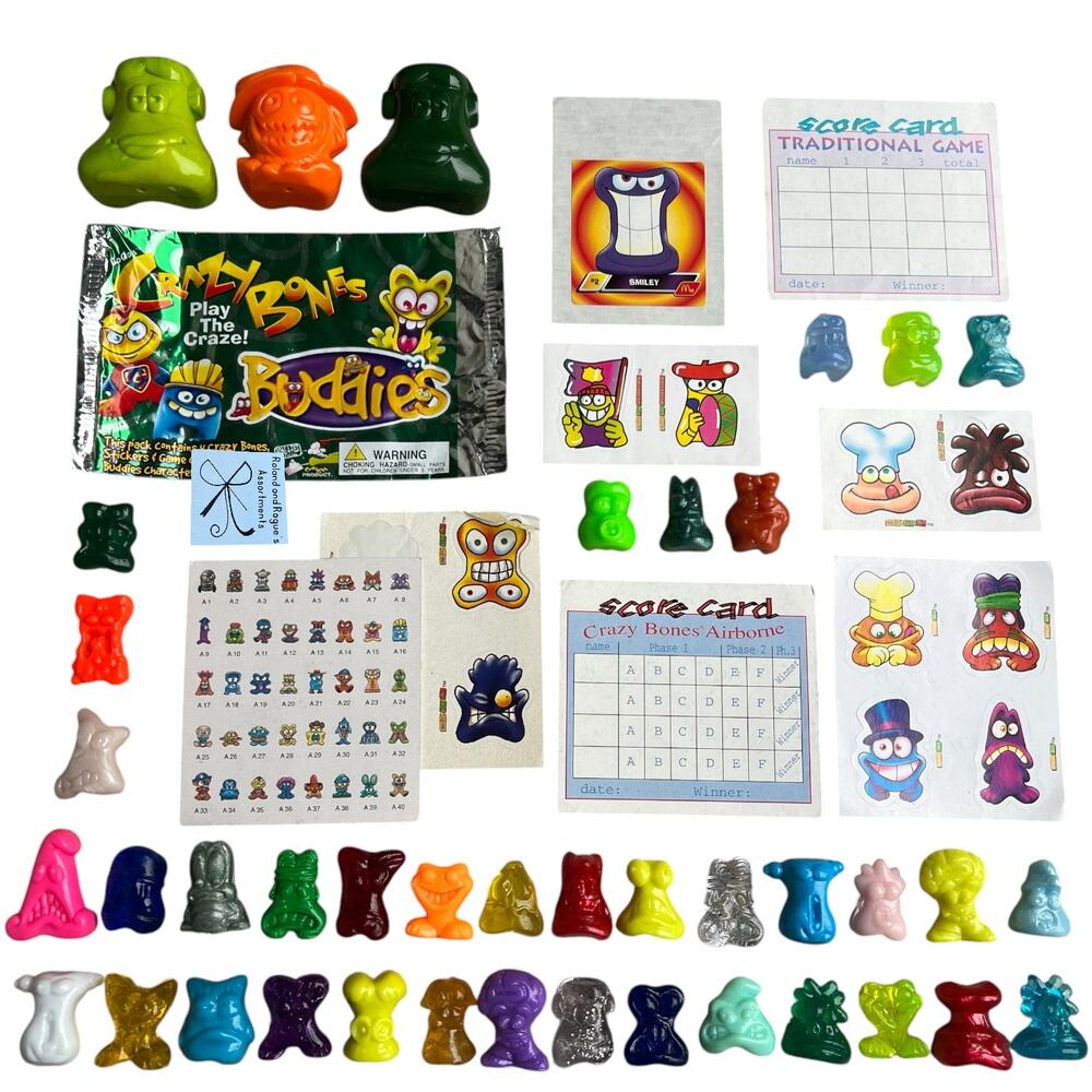 GoGo's Crazy Bones Toys and Game 37-CT Small with 3-CT Large Lot